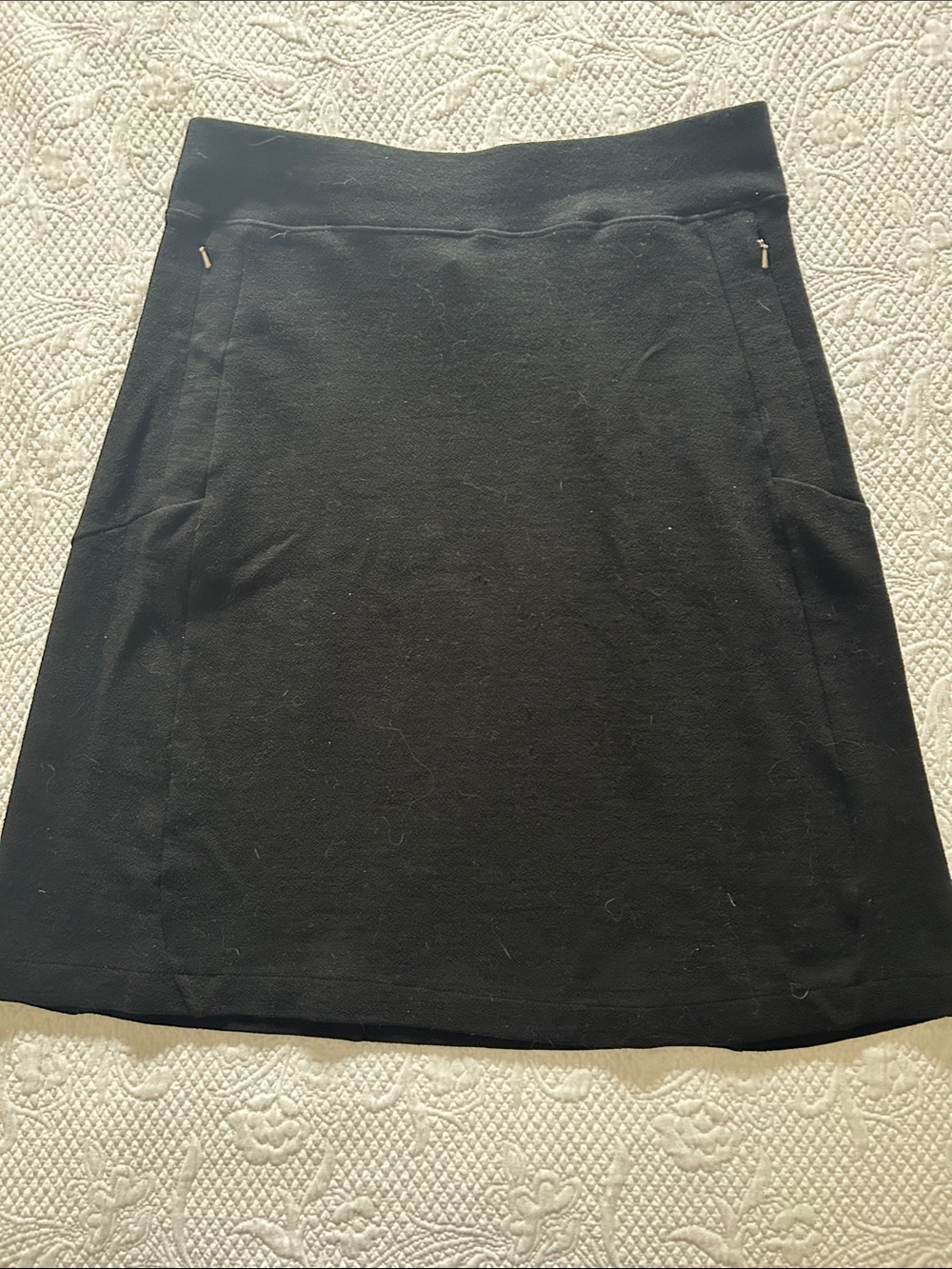 ibex Black A-Line Wool Skirt with Subtle Seaming